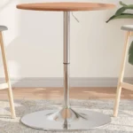 Round Adjustable Home Bar Table - Solid Beech Wood - 60 x 89.5cm