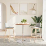 Round Adjustable Home Bar Table - Solid Beech Wood - 60 x 89.5cm