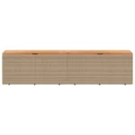 Garden Storage Box - Poly Rattan - Acacia Wood - Biege - 220 x 50 x 54cm