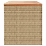 Garden Storage Box - Poly Rattan - Acacia Wood - Biege - 220 x 50 x 54cm