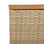 Garden Storage Box - Poly Rattan - Acacia Wood - Biege - 220 x 50 x 54cm