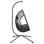 Steel & Rattan Hanging Egg Chair With Stand - Anthracite - 104 x 100 x 197cm