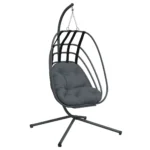 Steel Hanging Egg Chair With Stand - Anthracite - 104 x 100 x 197cm