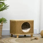 PE Rattan Wicker Cat Bed - Washable Cushion - 40 x 40 x 34cm