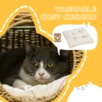 PE Rattan Wicker Cat Bed - Washable Cushion - 40 x 40 x 34cm