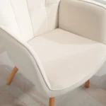 Modern Accent Chair - Velvet-Touch Armchair - Cream White