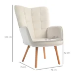 Modern Accent Chair - Velvet-Touch Armchair - Cream White