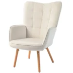 Modern Accent Chair - Velvet-Touch Armchair - Cream White