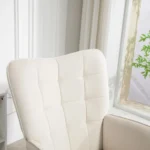 Modern Accent Chair - Velvet-Touch Armchair - Cream White