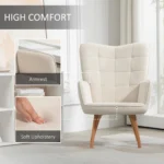 Modern Accent Chair - Velvet-Touch Armchair - Cream White