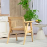 Accent Chair - Rattan Weave - Wooden Frame - Natural - 63 x 69 x 78cm