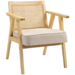 Accent Chair - Rattan Weave - Wooden Frame - Natural - 63 x 69 x 78cm