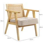 Accent Chair - Rattan Weave - Wooden Frame - Natural - 63 x 69 x 78cm