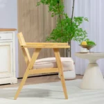 Accent Chair - Rattan Weave - Wooden Frame - Natural - 63 x 69 x 78cm