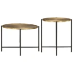 x2 Metal Side Tables - Brass - Metal Legs - 50 x 35cm + 40 x 45cm