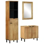 3 Piece Bathroom Furniture Set - Solid Mango Wood