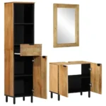 3 Piece Bathroom Furniture Set - Solid Mango Wood