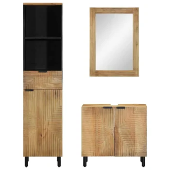 3 Piece Bathroom Furniture Set - Solid Mango Wood