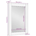 Bathroom Mirror - Solid Mango Wood And Glass - 50 x 70 x 2.5cm