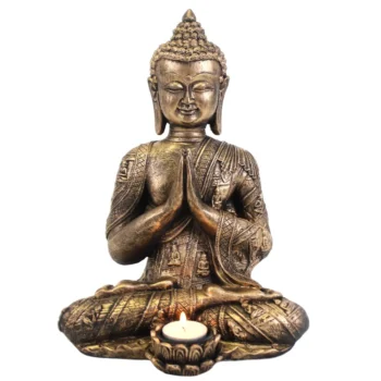 Large Buddha Tealight Holder - Gold Effect - 33cm x 24cm x 18cm