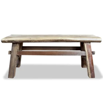 Solid Teak Antique Style Bench - Mixed Recycled Wood - 100 x 28 x 43cm