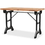 Solid Fir Wood And Iron Dining Table - 122 x 65 x 82cm