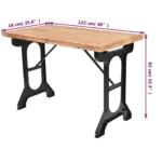 Solid Fir Wood And Iron Dining Table - 122 x 65 x 82cm