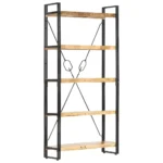 5-Tier Bookcase - Solid Mango Wood - 90 x 30 x 180cm