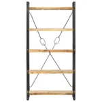 5-Tier Bookcase - Solid Mango Wood - 90 x 30 x 180cm