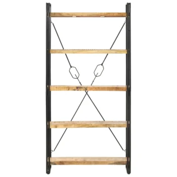 5-Tier Bookcase - Solid Mango Wood - 90 x 30 x 180cm