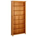 7 Tier Solid Oak Wood Bookcase - 90 x 22.5 x 200cm