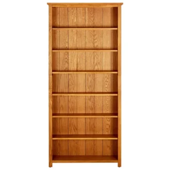 7 Tier Solid Oak Wood Bookcase - 90 x 22.5 x 200cm