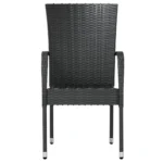 3 Piece PE Rattan Garden Dining Set - Black