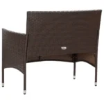 Brown Poly Rattan Garden Bench With Cushion - 98 x 58 x 84cm