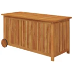 Garden Storage Box With Wheels - Solid Acacia Wood - 113 x 50 x 58cm