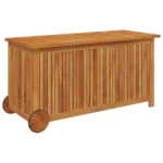 Garden Storage Box With Wheels - Solid Acacia Wood - 113 x 50 x 58cm