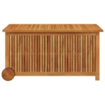 Garden Storage Box With Wheels - Solid Acacia Wood - 113 x 50 x 58cm