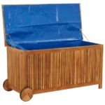 Garden Storage Box With Wheels - Solid Acacia Wood - 113 x 50 x 58cm