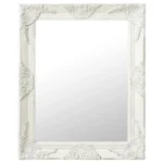 Ornate Wall Mirror - Baroque Style - White - 50 x 60cm