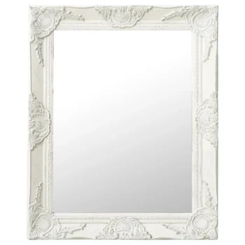 Ornate Wall Mirror - Baroque Style - White - 50 x 60cm