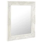 Ornate Wall Mirror - Baroque Style - White - 50 x 60cm