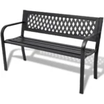 Steel Garden Bench - PVC Backrest - Black - 118 x 50 x 75cm