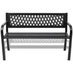 Steel Garden Bench - PVC Backrest - Black - 118 x 50 x 75cm