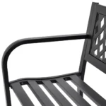 Steel Garden Bench - PVC Backrest - Black - 118 x 50 x 75cm