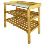 Potting Bench With 2 Shelves - Solid Acacia Wood And Zinc - 76 x 37 x 92cm