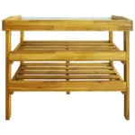 Potting Bench With 2 Shelves - Solid Acacia Wood And Zinc - 76 x 37 x 92cm