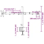 Double monitor support VESA Mount - 75/100mm black steel