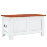 Storage Chest With Brown Lid - Acacia Wood - White - 90 x 45 x 47cm