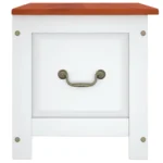 Storage Chest With Brown Lid - Acacia Wood - White - 90 x 45 x 47cm