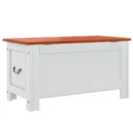 Storage Chest With Brown Lid - Acacia Wood - White - 90 x 45 x 47cm